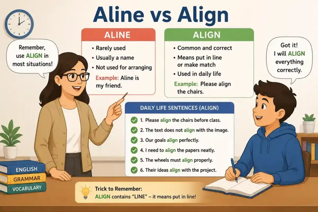 Easy Real-Life Sentences of Aline vs Align You Can Use