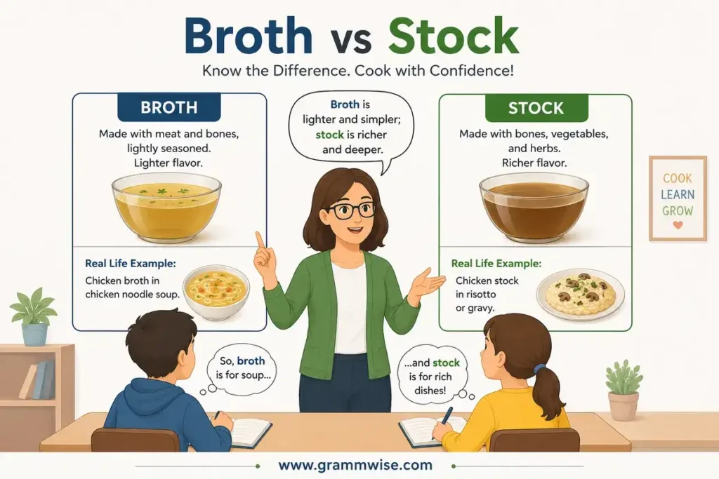 Easy Real-Life Sentences on "Broth vs Stock"