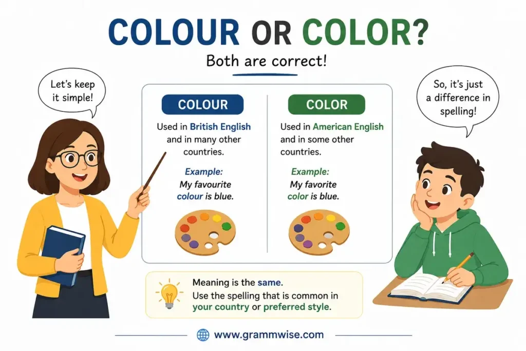 Easy Real-Life Sentences on Colour or Color