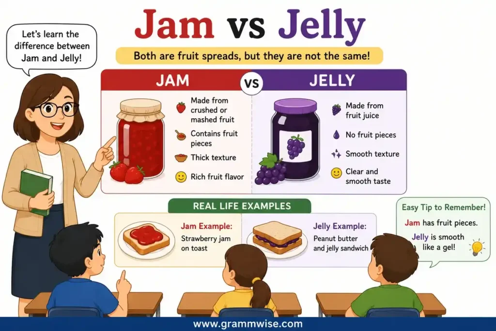 Easy Real-Life Sentences on "Jam vs Jelly"