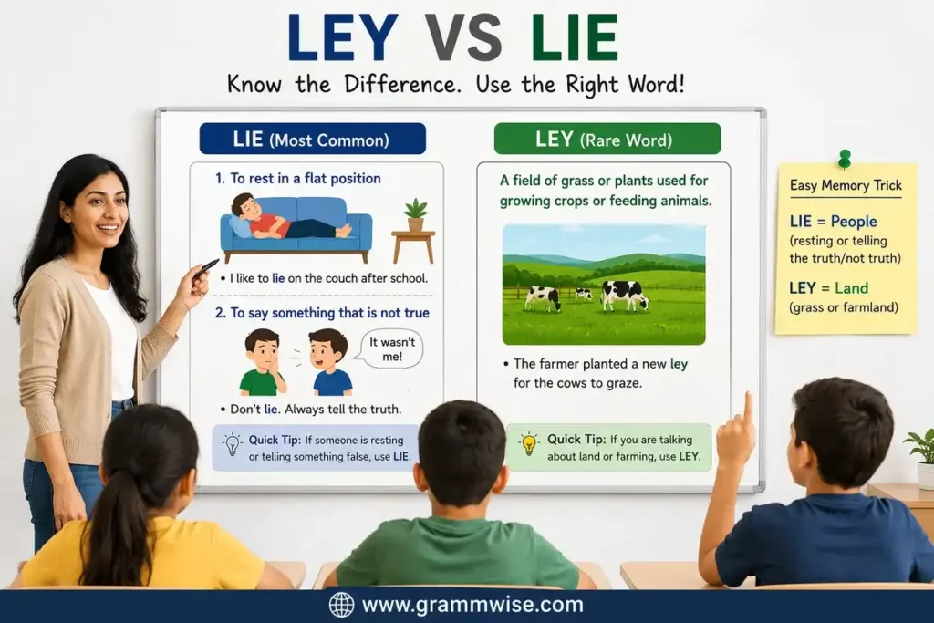 Easy Real-Life Sentences on "Ley vs Lie"