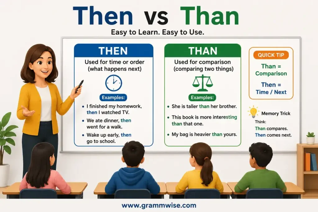 Easy Real-Life Sentences on Then vs Than