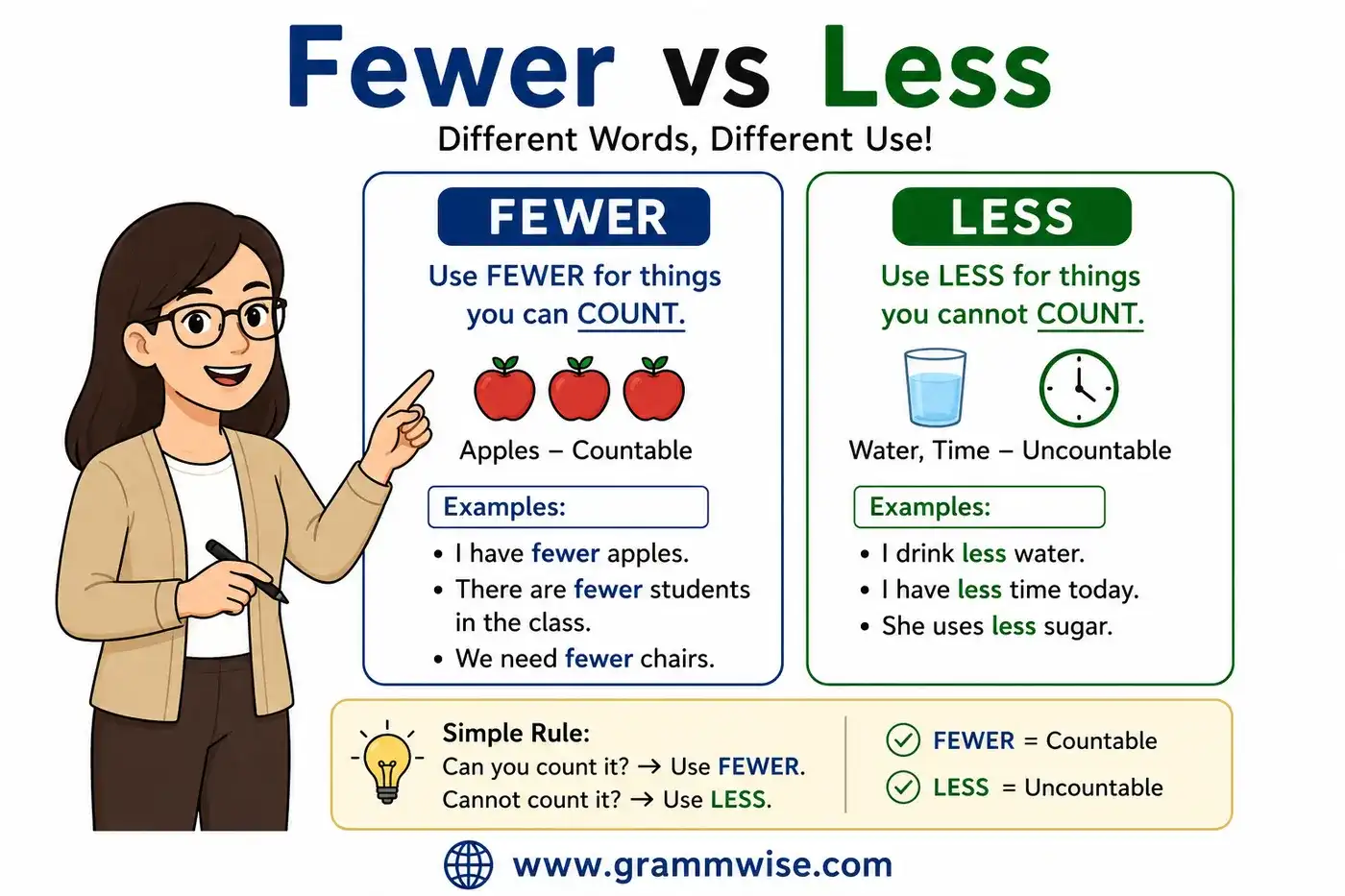 fewer vs less feature