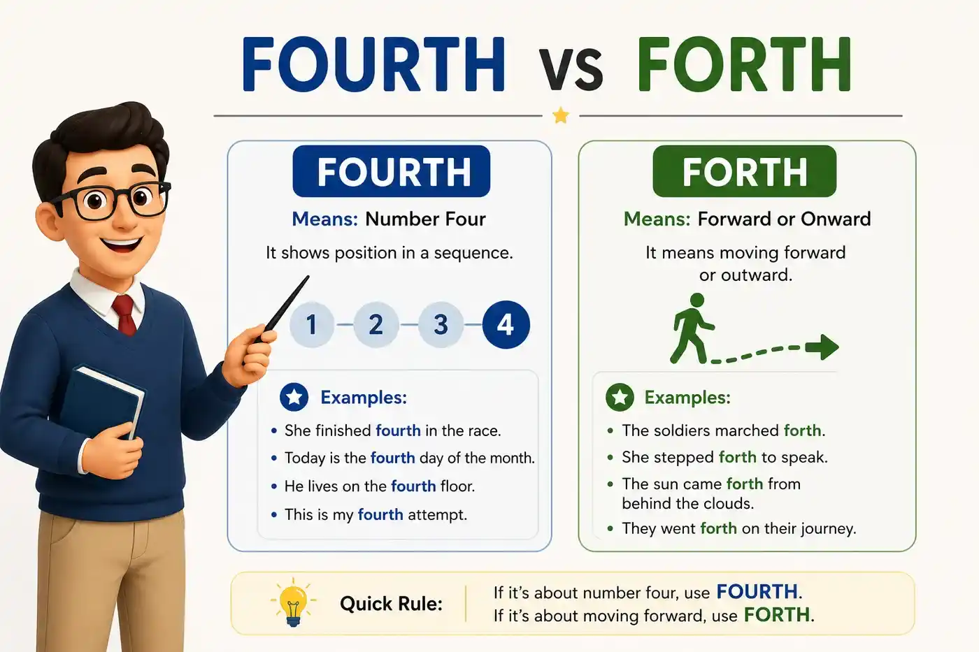Fourth Vs Forth Meaning, Usage, and Examples