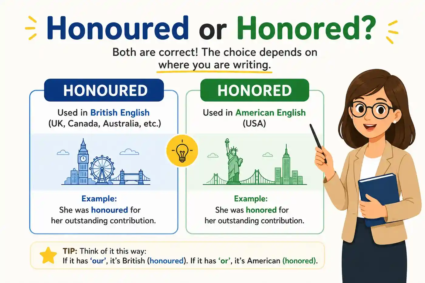 honoured or honored feature