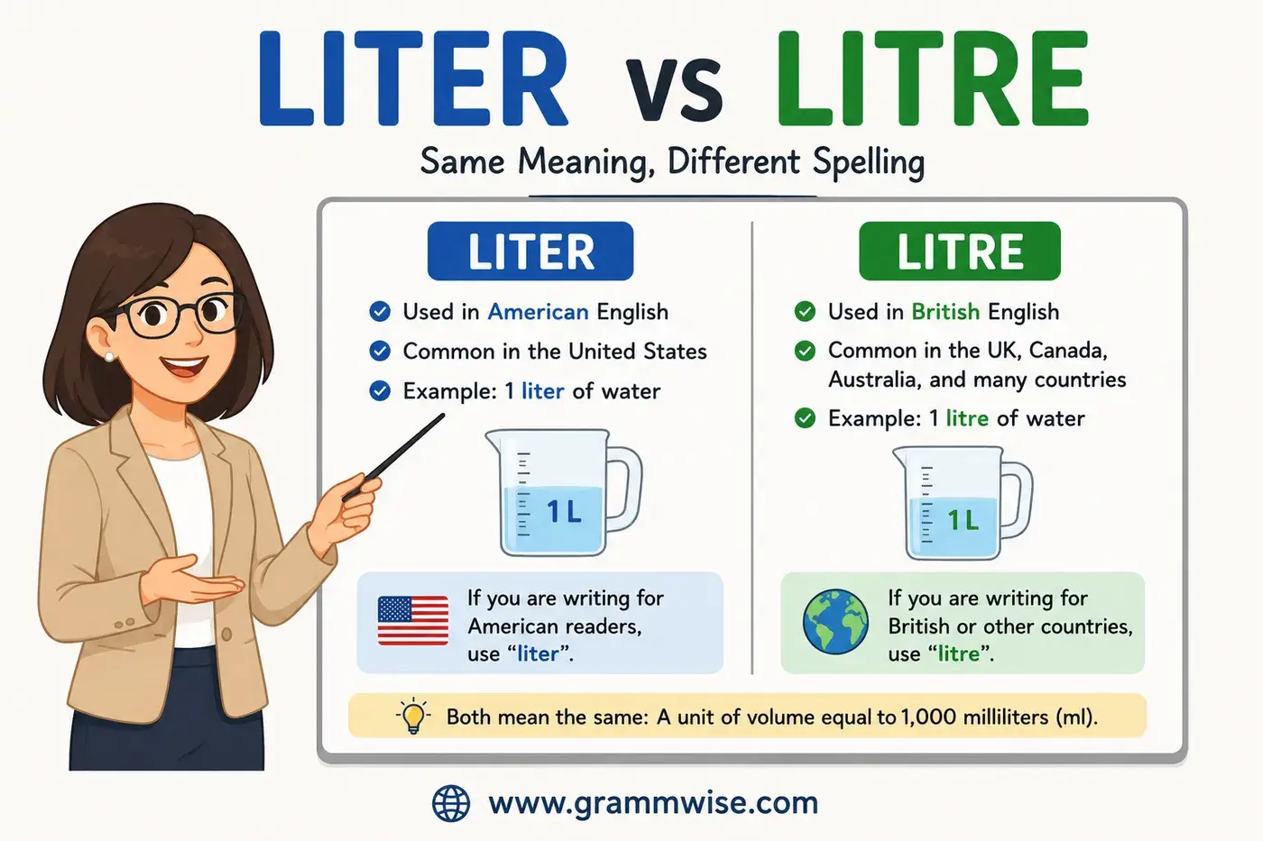 Liter vs Litre feature