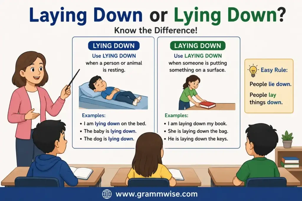 Meaning "Laying Down or Lying Down" in Simple English