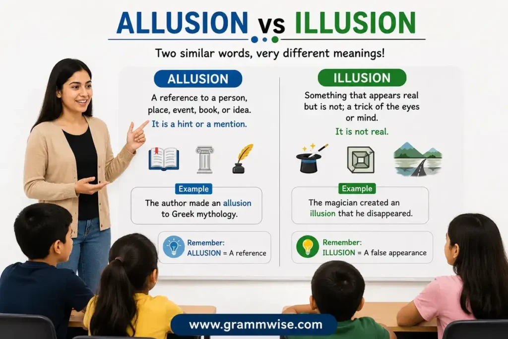 Meaning of "Allusion vs Illusion" in Simple English