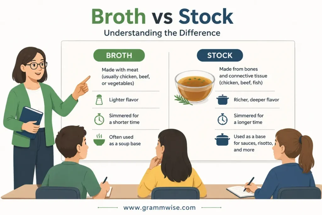 Meaning of "Broth vs Stock" in Simple English