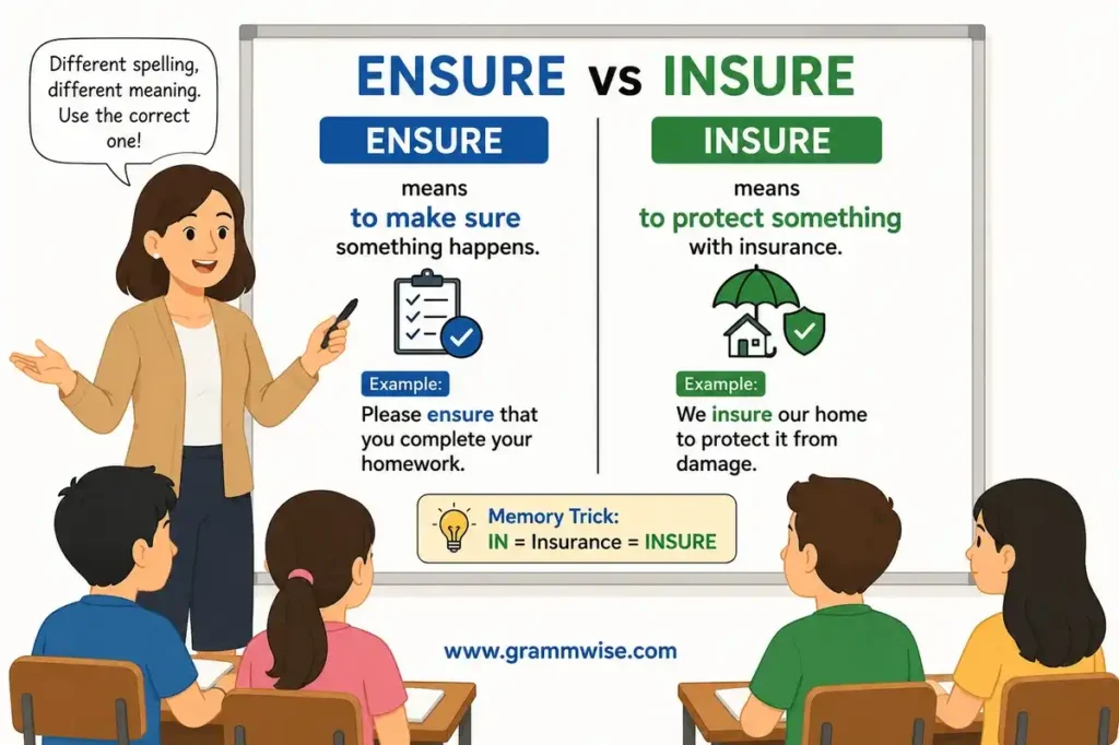 Meaning of Ensure vs Insure in Simple English