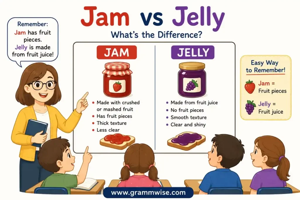 Meaning of "Jam vs Jelly" in Simple English