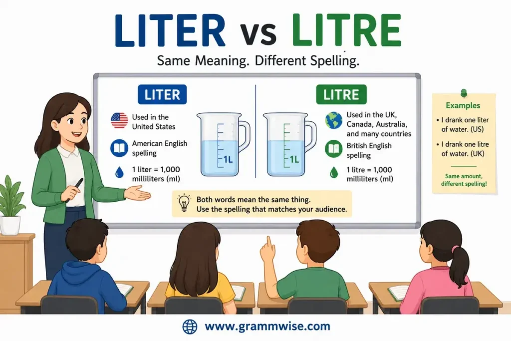Meaning of "Liter vs Litre" in Simple English