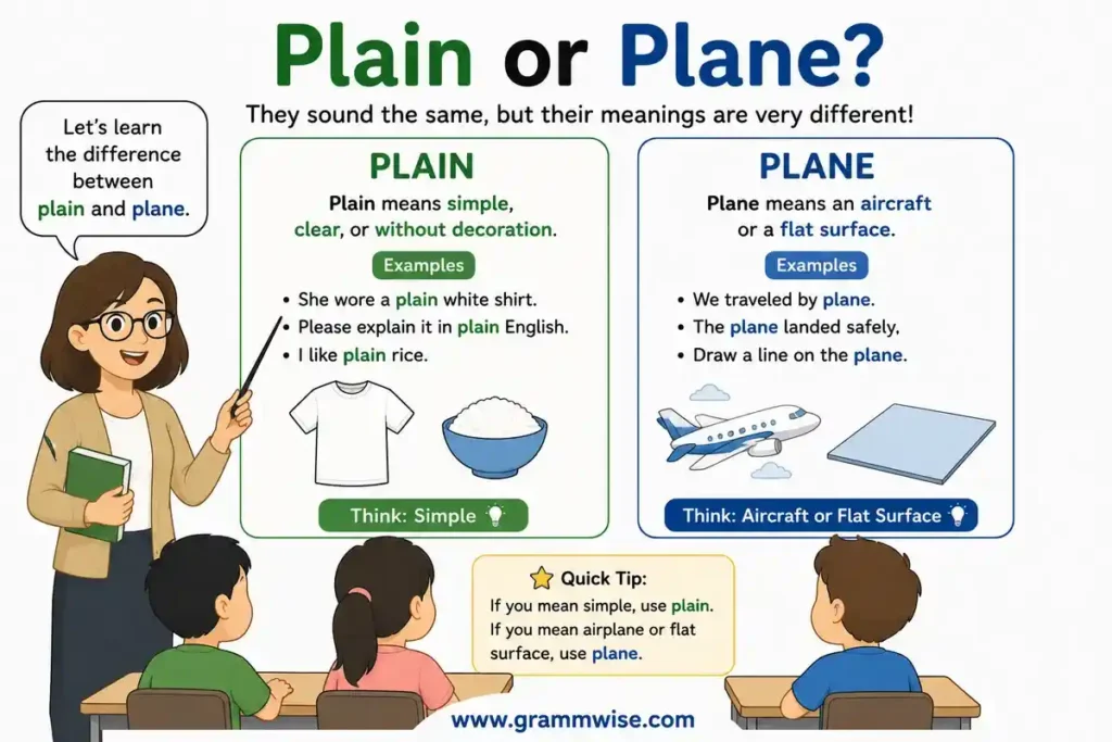 Meaning of Plain or Plane in Simple English