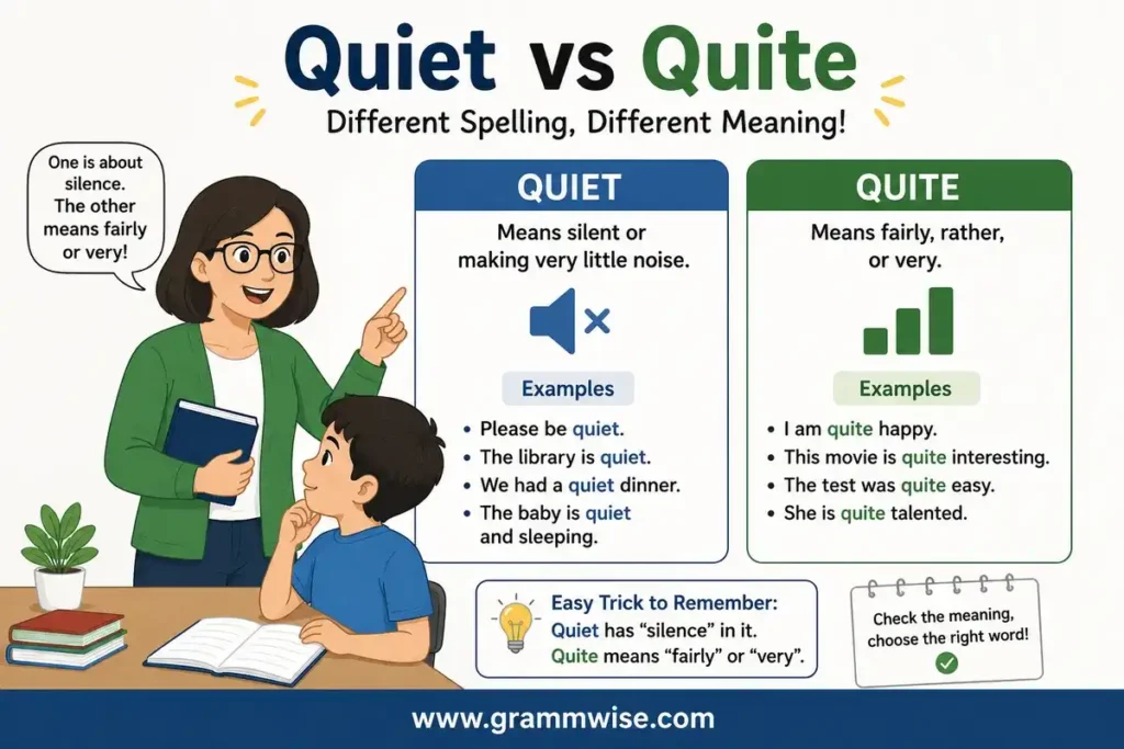 Meaning of Quiet vs Quite in Simple English