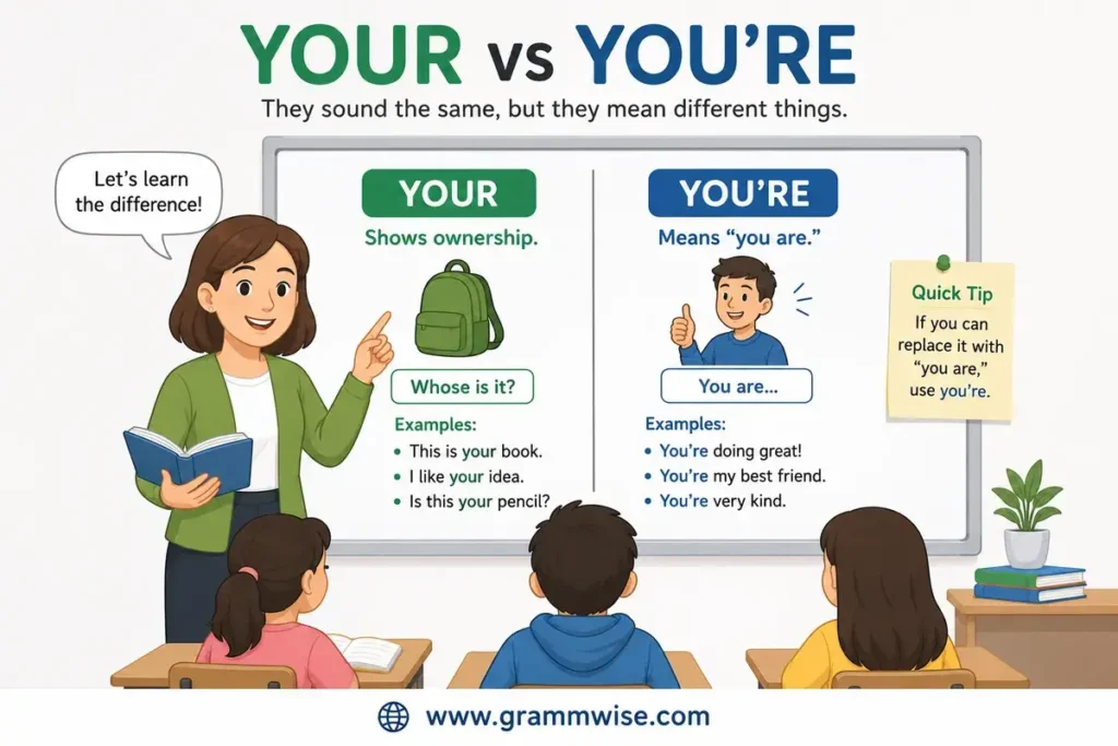 Meaning of "Your vs You're" in Simple English