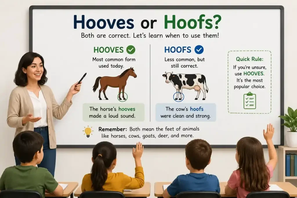 means of hooves or hoofs in simple english