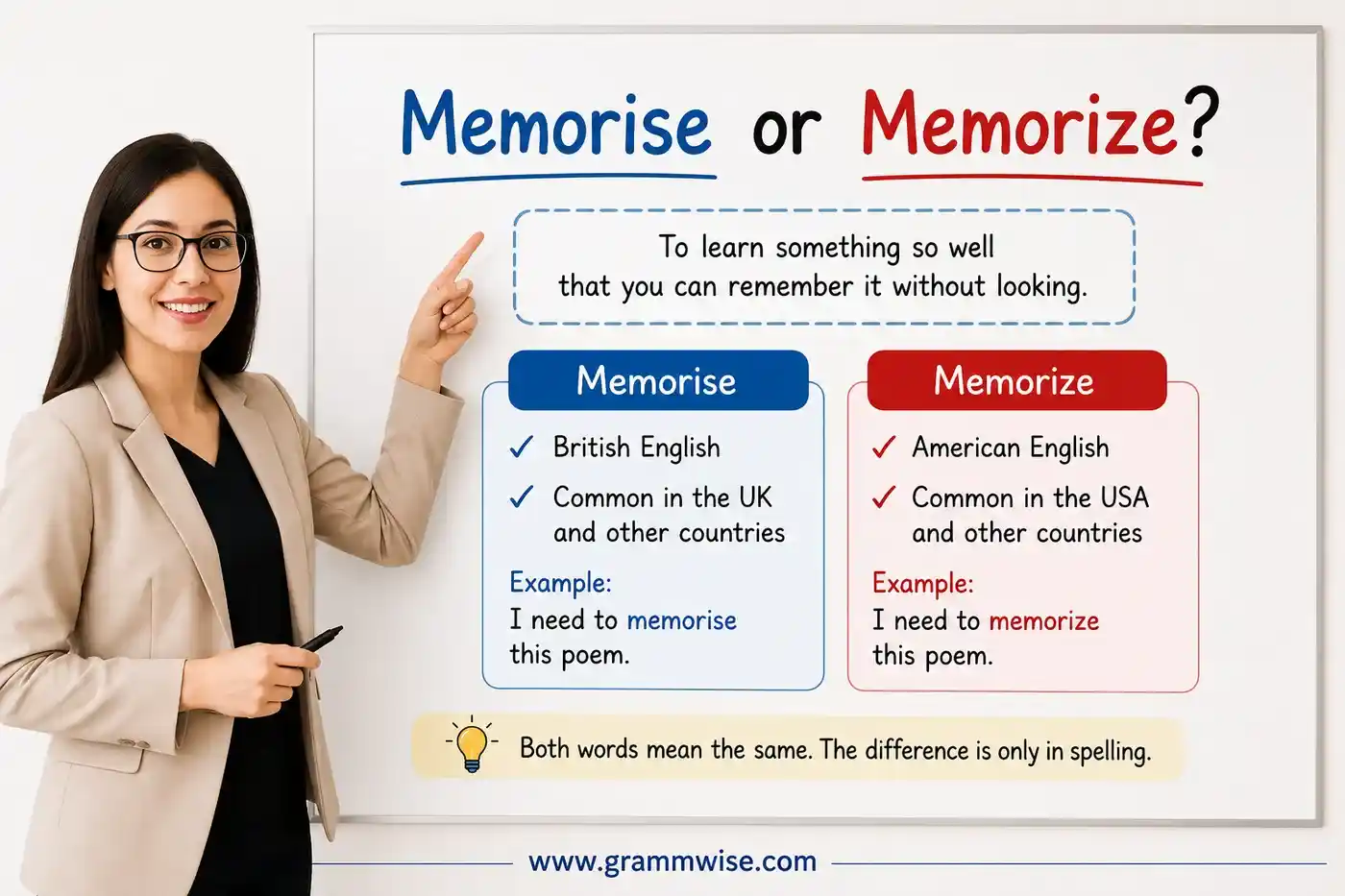 memorise or memorize feature