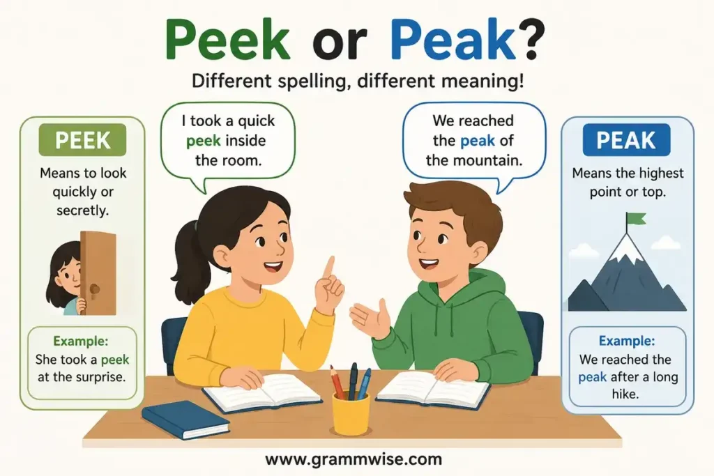 Peek or Peak in Everyday Situations