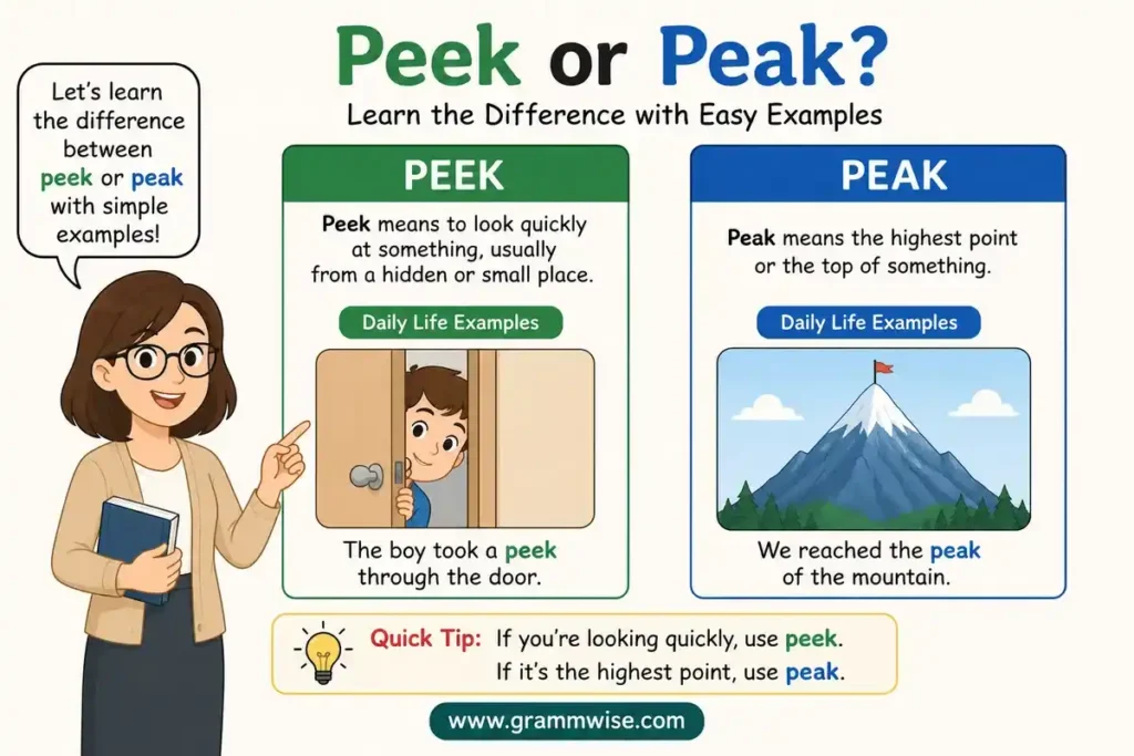 Related Words to "Peek or Peak" You Should Know
