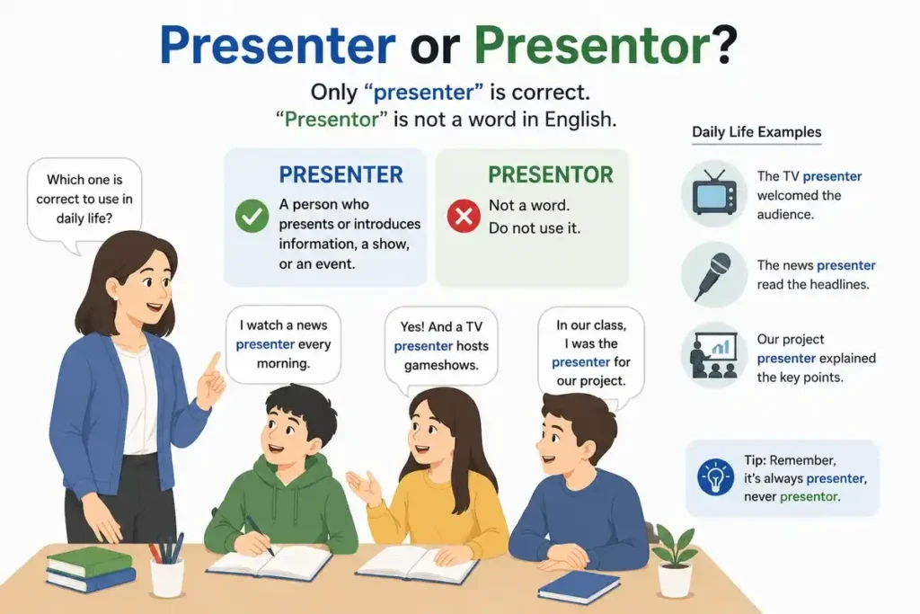 Role of word Presenter or Presentor in Culture and Stories