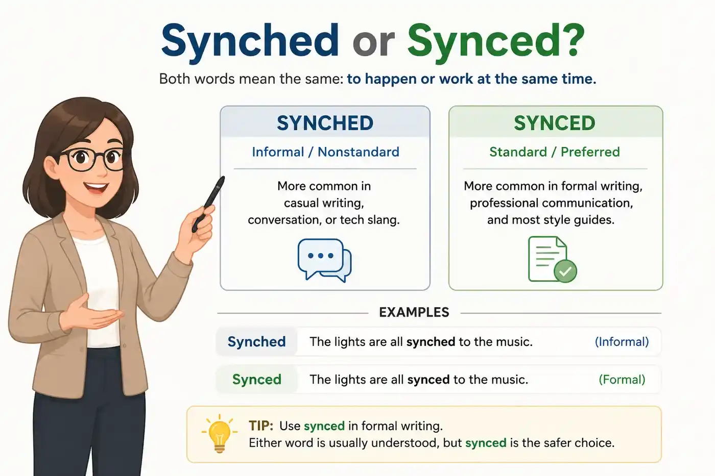 synched or synced