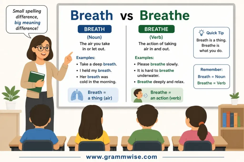 Use of Breath vs Breathe in Daily English