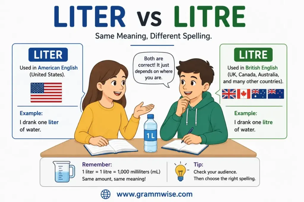Use of "Liter vs Litre" in Daily English