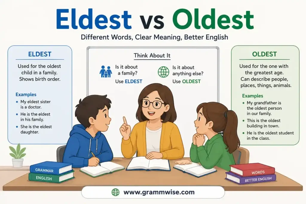 Easy Real-Life Sentences on "Eldest vs Oldest"