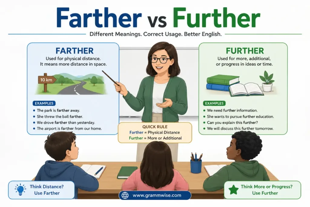 Easy Real-Life Sentences on Farther vs Further