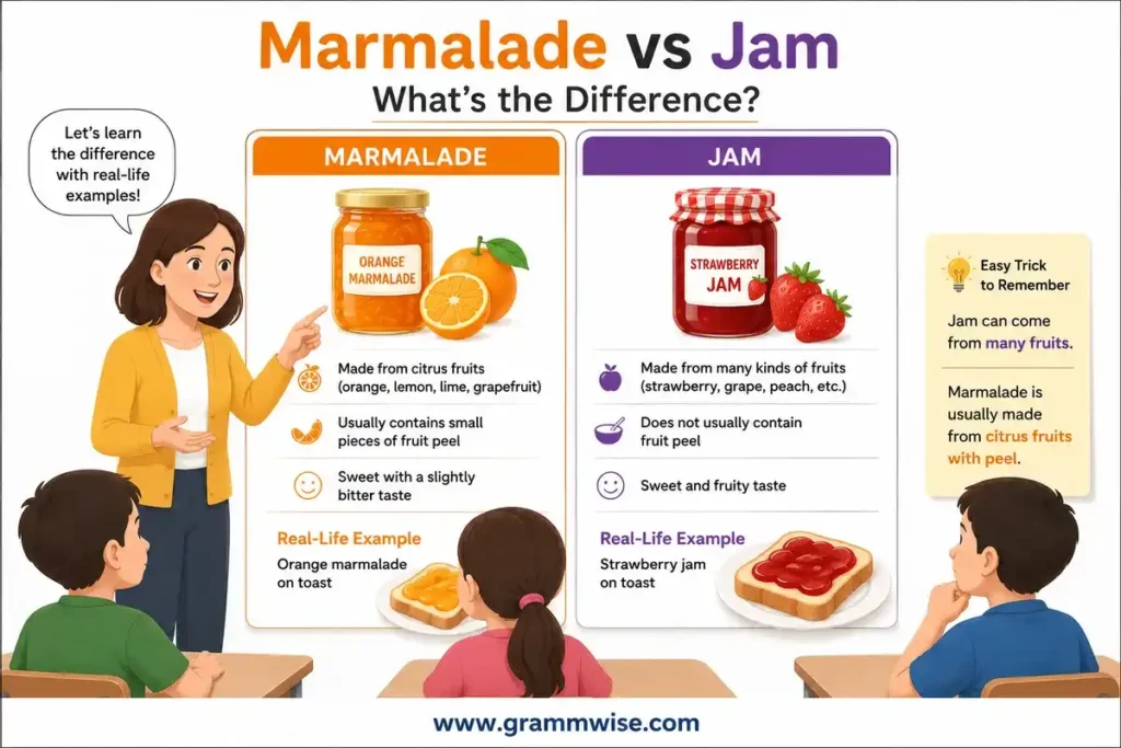 Easy Real-Life Sentences on "Marmalade vs Jam"