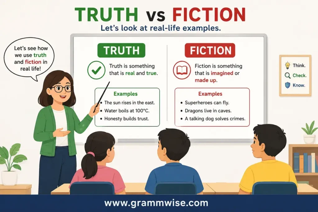 Easy Real-Life Sentences on "Truth vs Fiction"