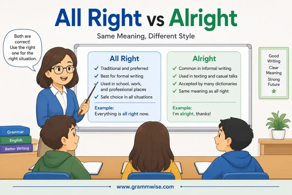 Meaning of "All Right vs Alright" in Simple English