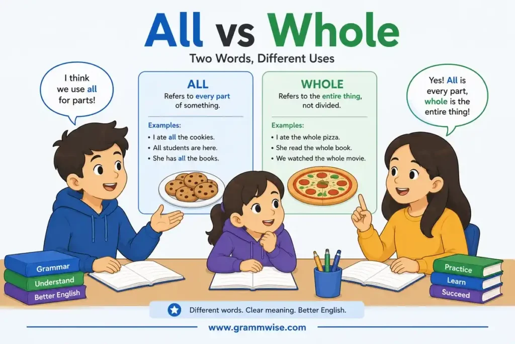 Meaning of "All vs Whole" in Simple English