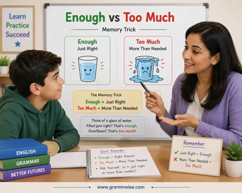 Meaning of "Enough vs Too Much" in Simple English