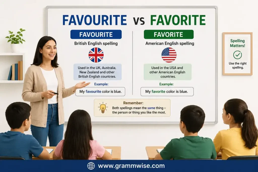 Meaning of "Favourite vs Favorite" in Simple English