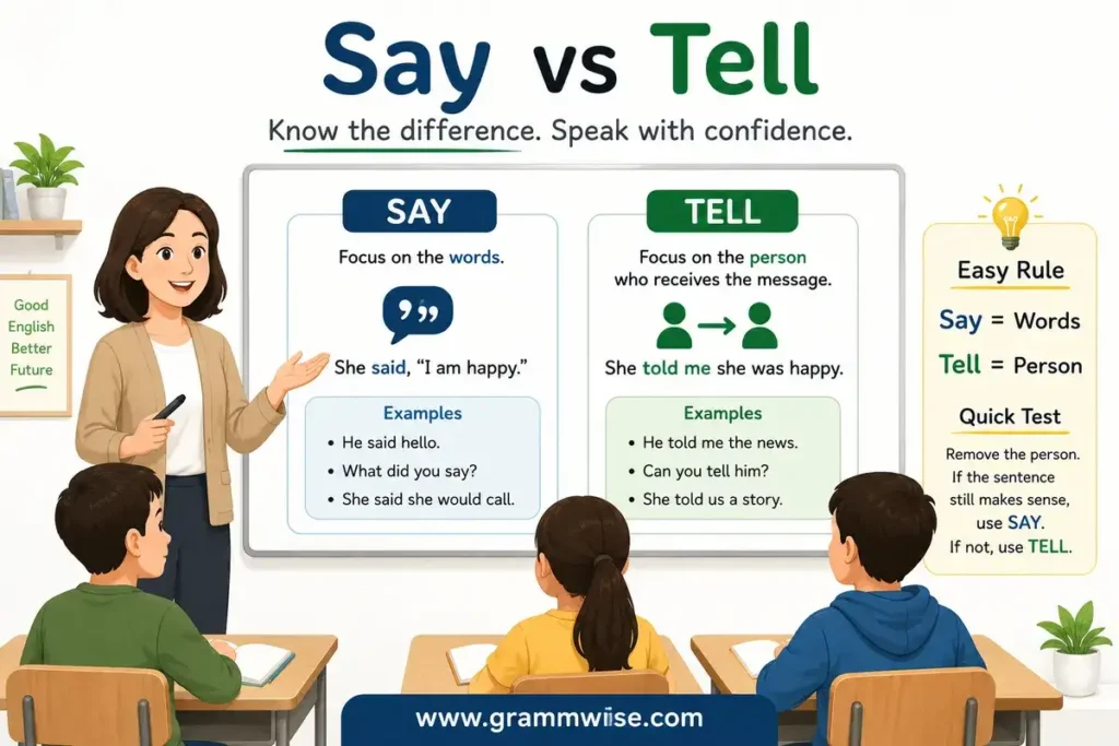 Meaning of "Say vs Tell" in Simple English