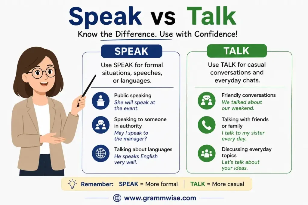 Meaning of "Speak vs Talk" in Simple English