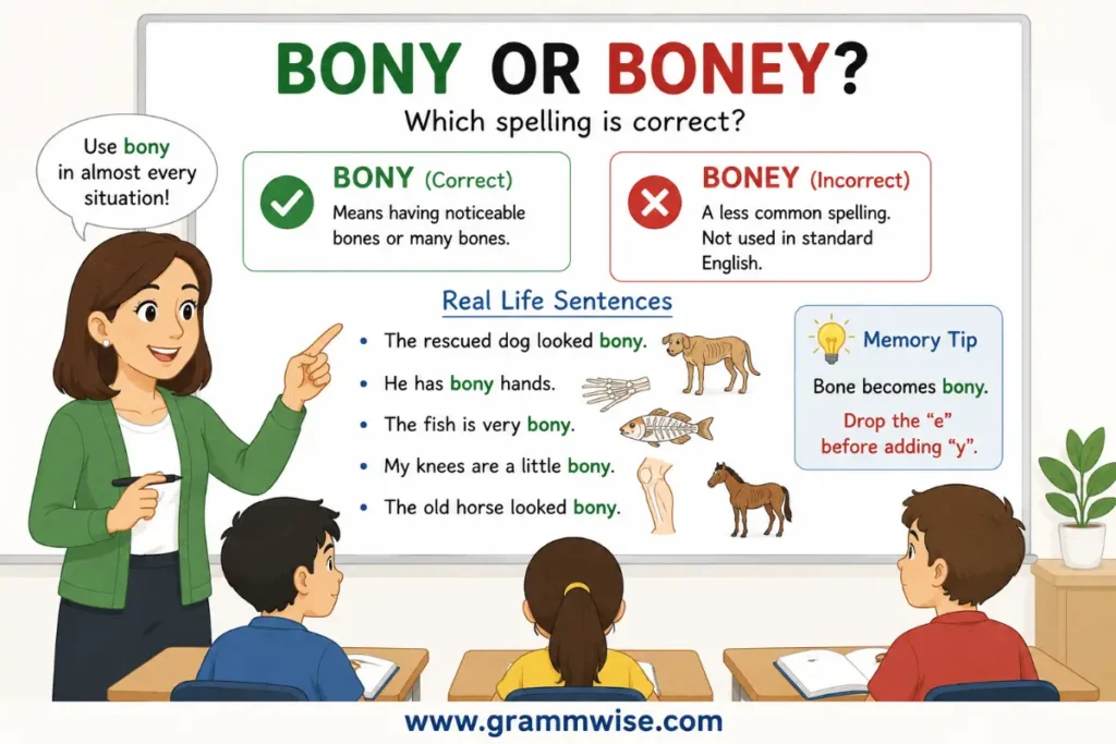 Easy Real-Life Sentences on Bony or Boney