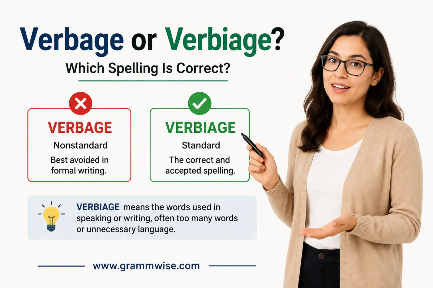 Verbage or Verbiage feature