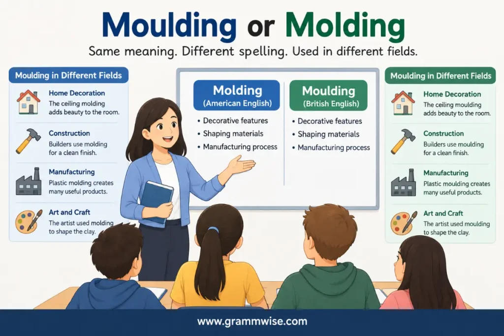 Molding and Moulding in Different Fields